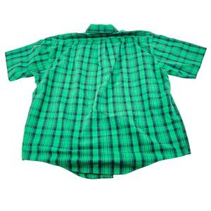 Saddlebred Green Plaid Button-Down Shirt X-Large Cotton/Polyester short sleeves